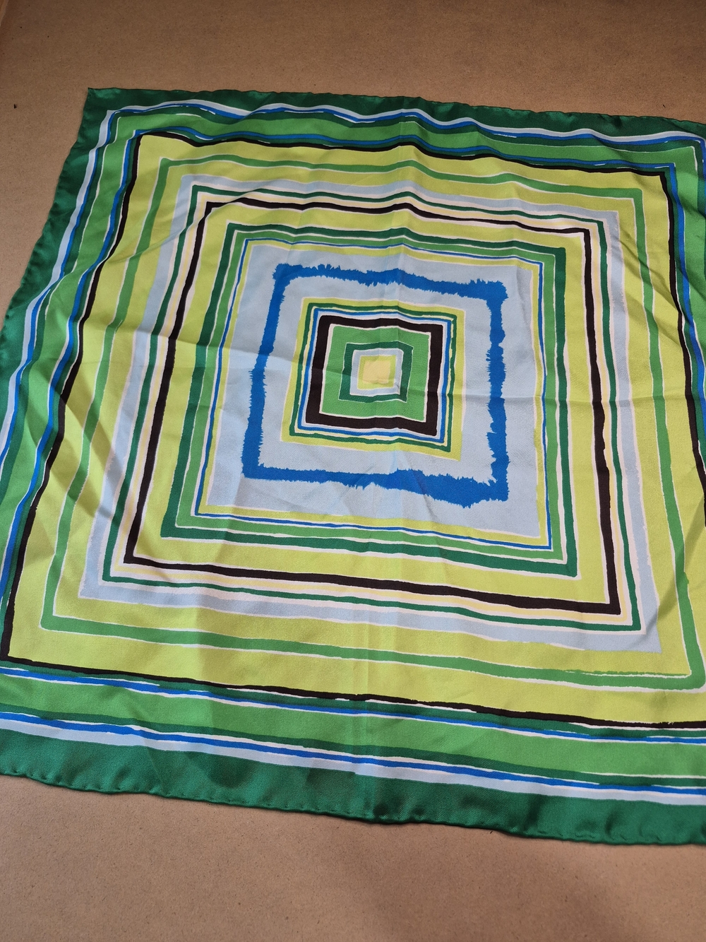 Banana Republic Green & Blue Striped Silk Scarf